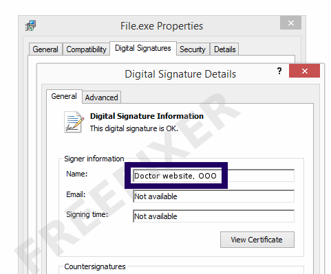 Screenshot of the Doctor website, OOO certificate
